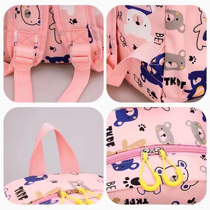 Ba Lô Đi Học Bằng Nylon Nhẹ In Họa Tiết Gấu Hoạt Hình Dễ Thương Thời Trang Cho Bé Trai Và Gái