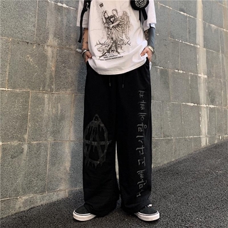 Quần Dài Ống Rộng In Họa Tiết Graffiti Phong Cách Đường Phố Hàn Quốc Cho Nam Nữ