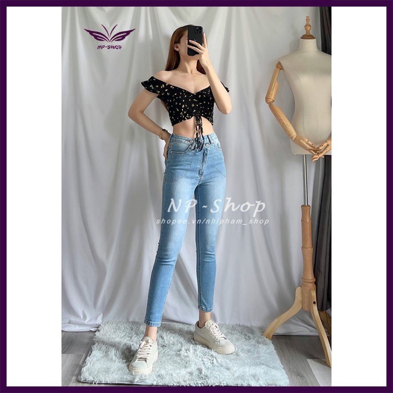 Quần jean nữ lưng cao⚡️ quần bò nữ cạp cao co giãn kiểu ôm 9 tấc nút lệch Nhipham shop/vnxk | BigBuy360 - bigbuy360.vn