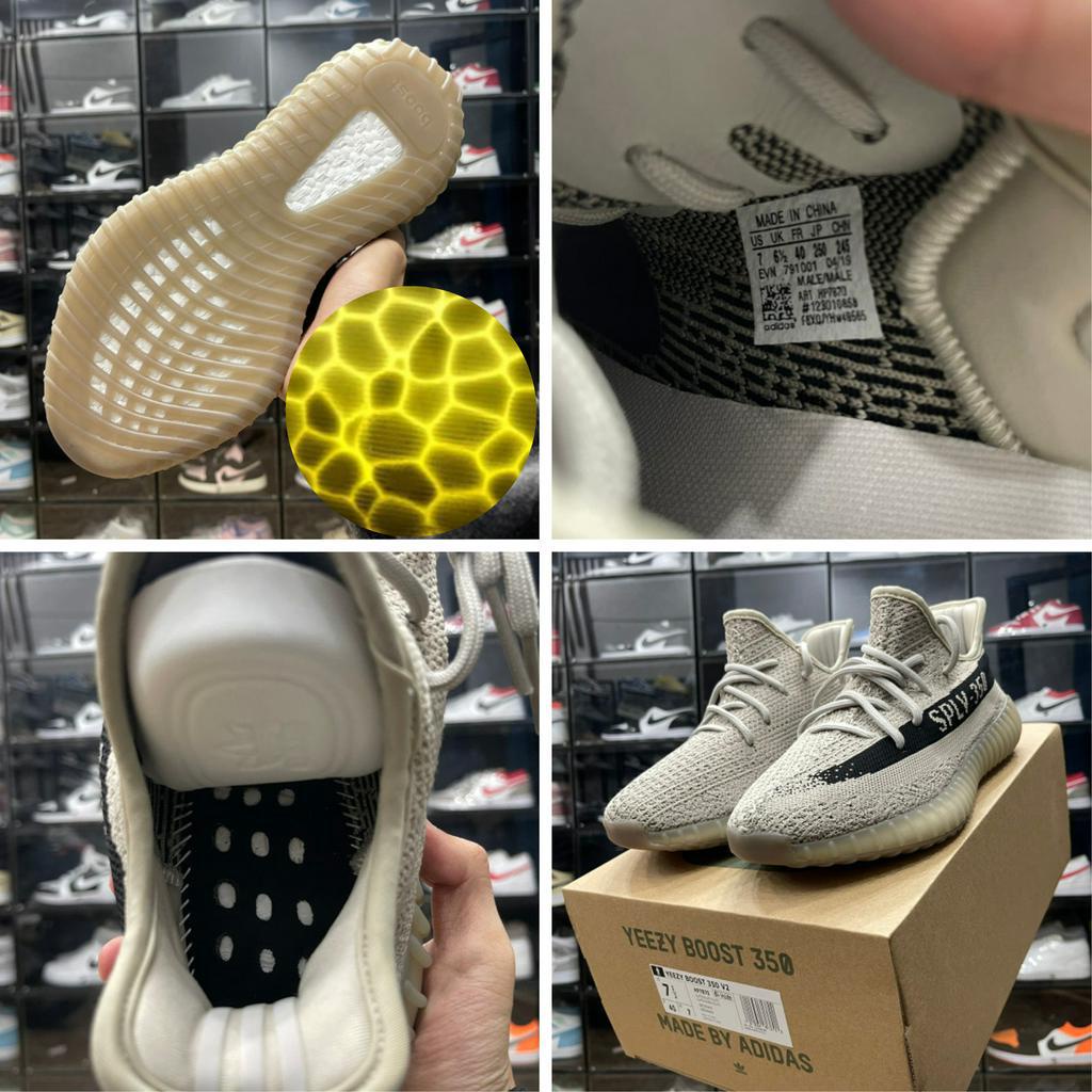 Giày Yz350 Slate, Yz 350 Kem Kẻ Đen Hàng Cao Cấp Đế Nén Hạt Chuẩn - Than.Shoes