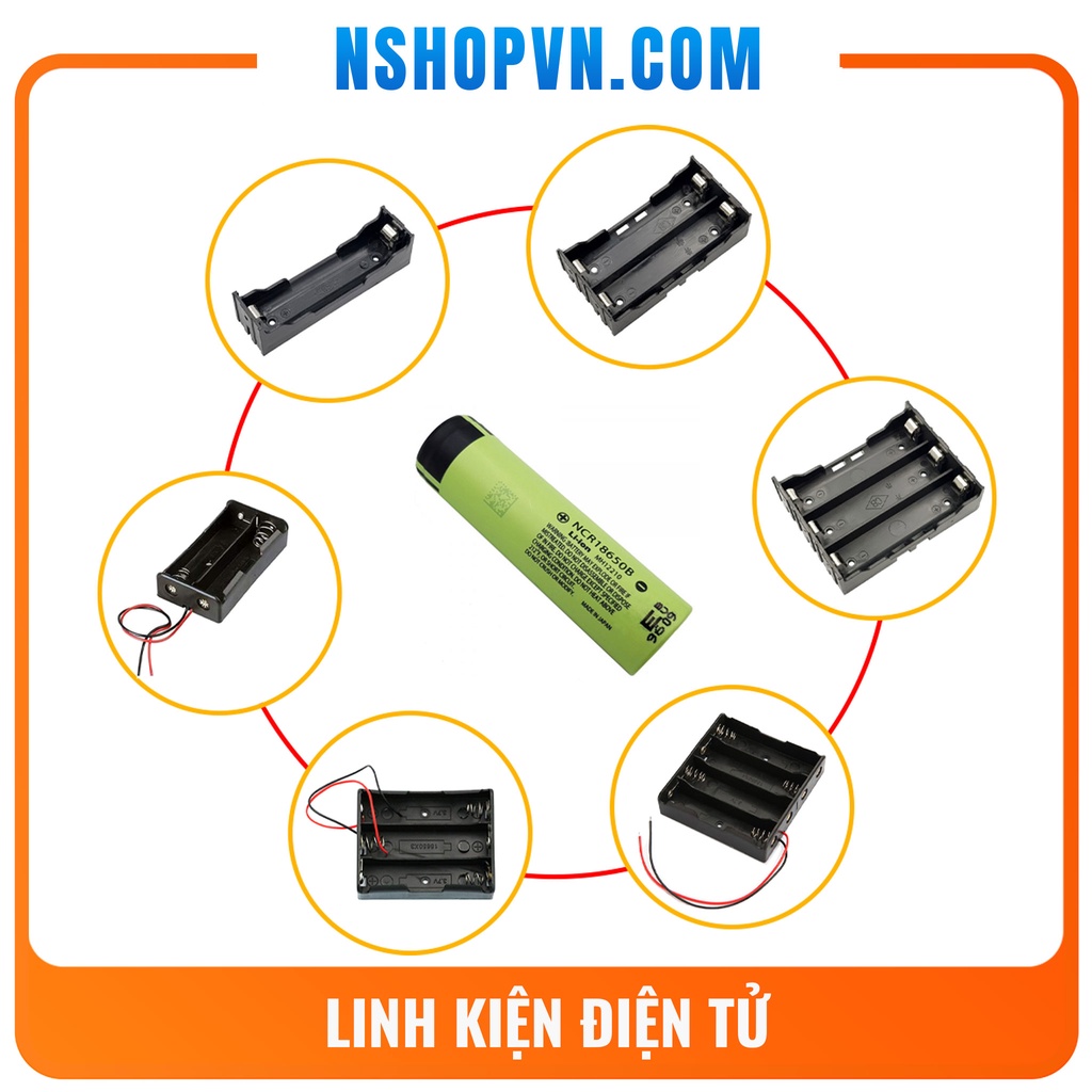Đế pin 18650 1 cell | 2cell | 3cell | 4 cell, Hộp đế pin ra dây và hộp đế pin hàn