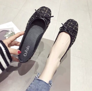 Giày búp bê vải dạ thắt nơ siêu xinh