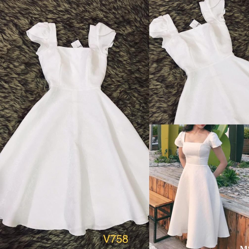 Váy trắng xòe V758 - ĐẸP SHOP DVC ( Ảnh mẫu và ảnh trải sàn do shop tự chụp ) . ࿈