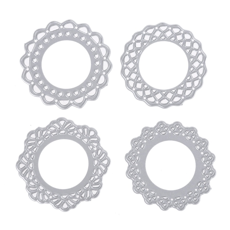 Khuôn cắt giấy kim loại khung tròn họa tiết ren xinh xắn