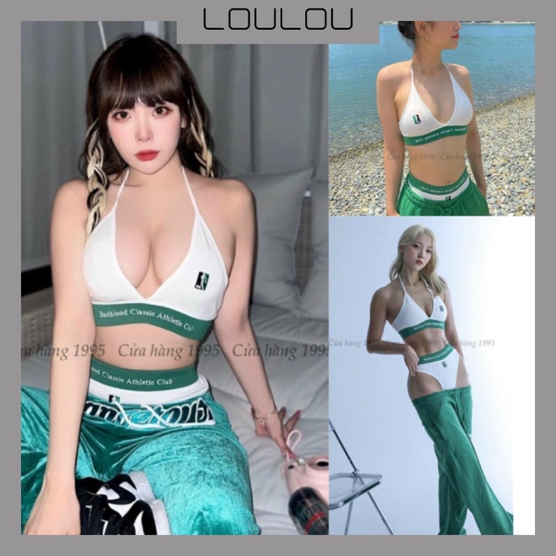 Set Bộ Bikini Xanh Trắng Năng Động S15