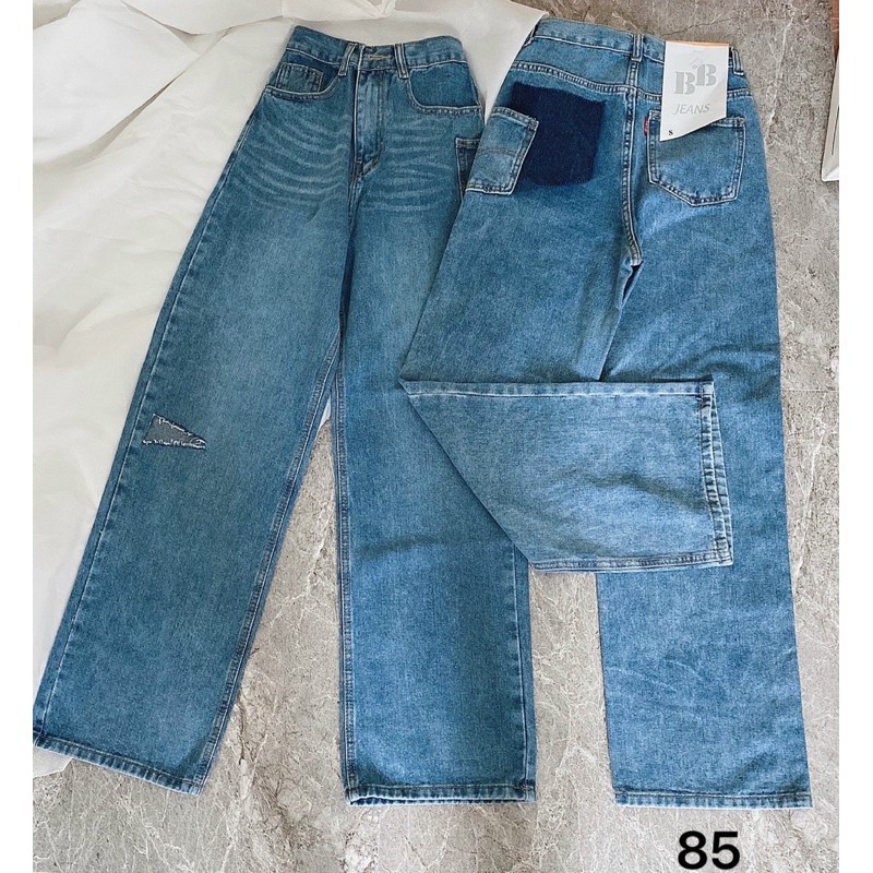 Quần baggy jean nữ ✈️FREESHIP✈️ quần baggy jean nữ rách ống rộng bigsize từ 40kg đến 80kg mẫu túi kiểu MS85 - 2KJean