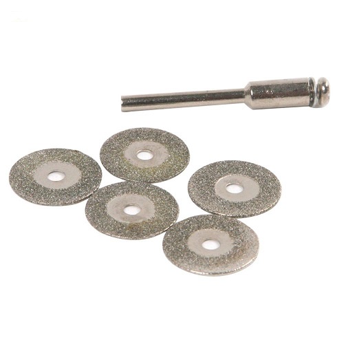 Bộ Dụng Cụ Gồm 5 Lưỡi Cắt Kim Cương Dạng Dĩa Size 30mm Và 1 Trục Nối Máy Cầm Tay Chiều 35mm