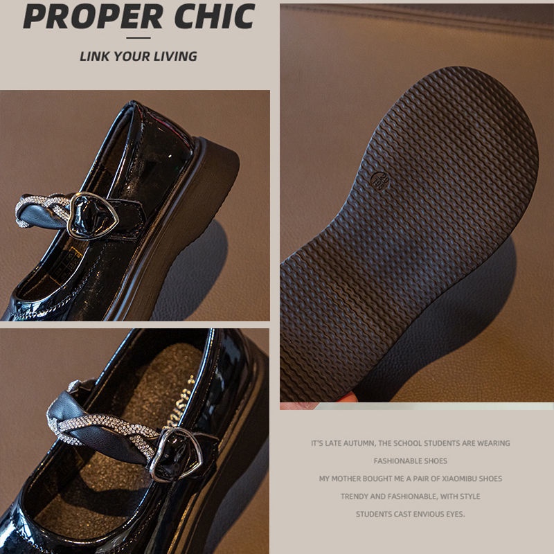 Giày Búp Bê Da Mềm Mũi Tròn Đính Đá Thời Trang Cho Bé Gái