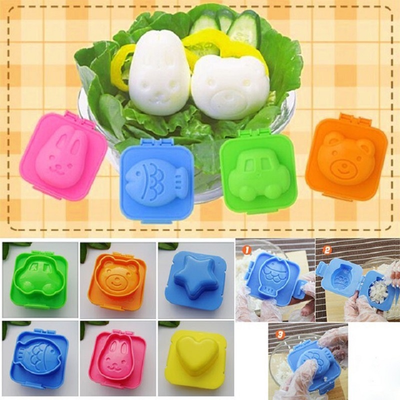 Set 6 Khuôn Cơm Khuôn Làm Bánh Cho Bé Tạo Hình Ngộ Nghĩnh Chất Liệu Nhựa, Nhiều Màu