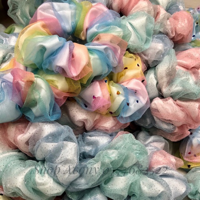 Cột tóc vải scrunchies phiên bản unicorn 🦄