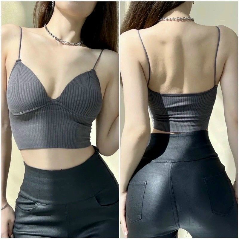 Áo bra hai dây mút liền kiểu mới, chất gân tăm thời trang 1833