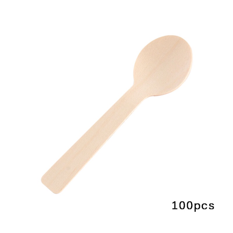 100 Thìa gỗ loại 10cm xúc kem dùng 1 lần hàng cao cấp
