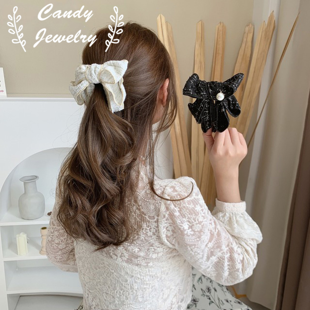 Kẹp Tóc Hình Nơ Đính Ngọc Trai Thời Trang Dành Cho Nữ