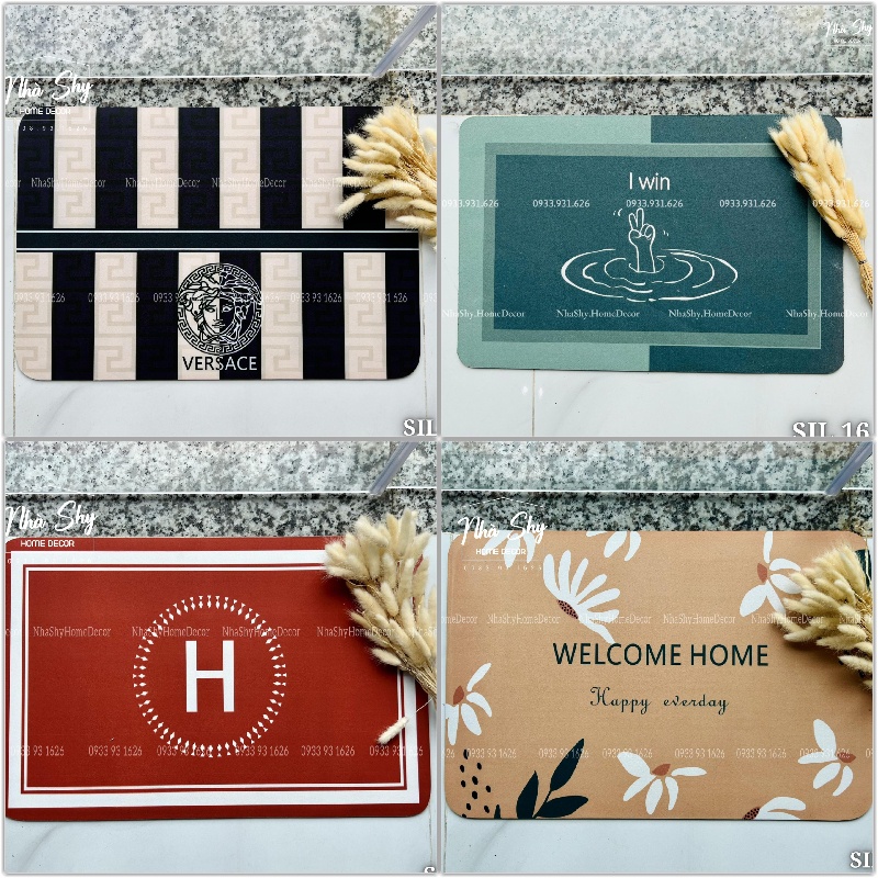 Thảm Lau Chân Silicon Siêu Thấm Cực Nhanh Mềm Mịn Chống Trơn Trượt An Toàn Cho Gia Đình