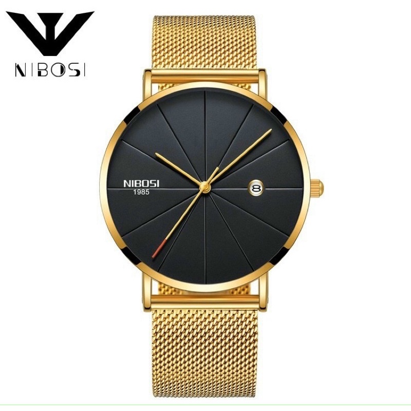 [BH 6 THÁNG] Đồng Hồ Nam Dây Lưới Thép Nibo001 Có Lịch Sang Trọng Bền Đẹp