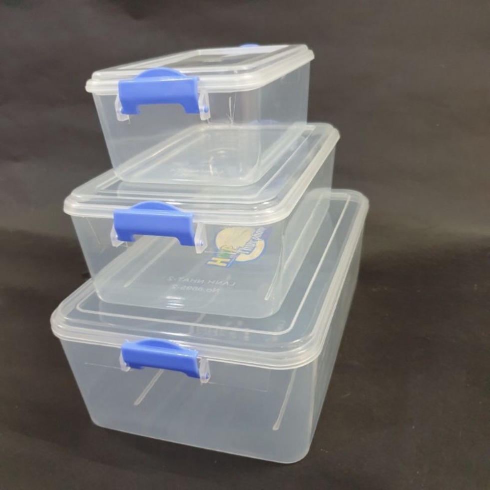 Bộ 3 hộp lạnh nhật đựng thực phẩm nhựa trong suốt, hộp nhựa bảo quản thức ăn 6695