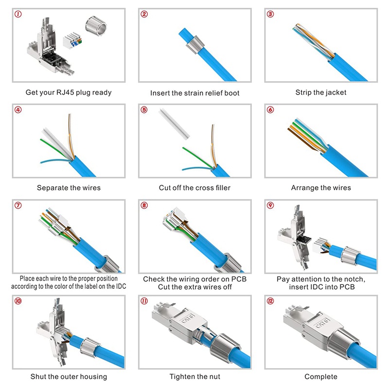 Set 2 Đầu Nối Dây Cáp Mạng Rj45 Cat6 Chuyên Dụng