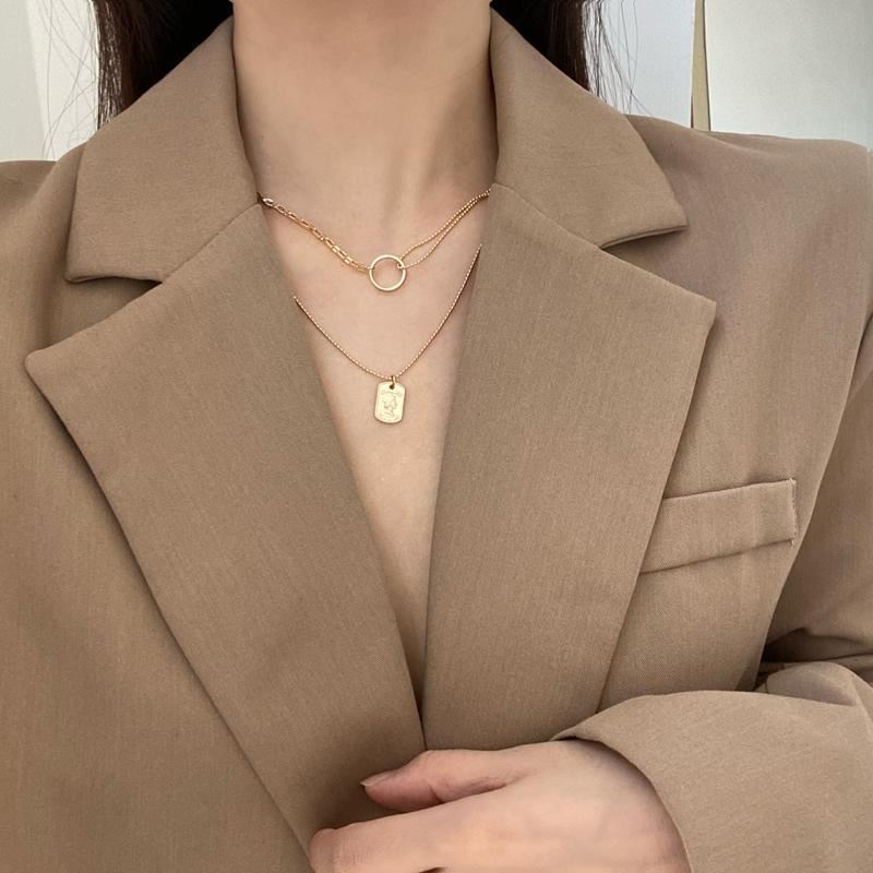 Dây Chuyền, Vòng Cổ Nữ 2 Tầng Có Thể Tách Rời Mặt Tròn Phối Mặt Cổ Điển Eva Acc C16