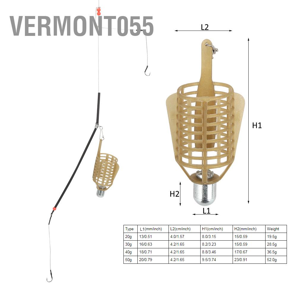 Vermont055 4PCS Portable Lightweight Fishing Bait Cage Lure Trap Basket Feeder Holder Fish Tackle Accessories