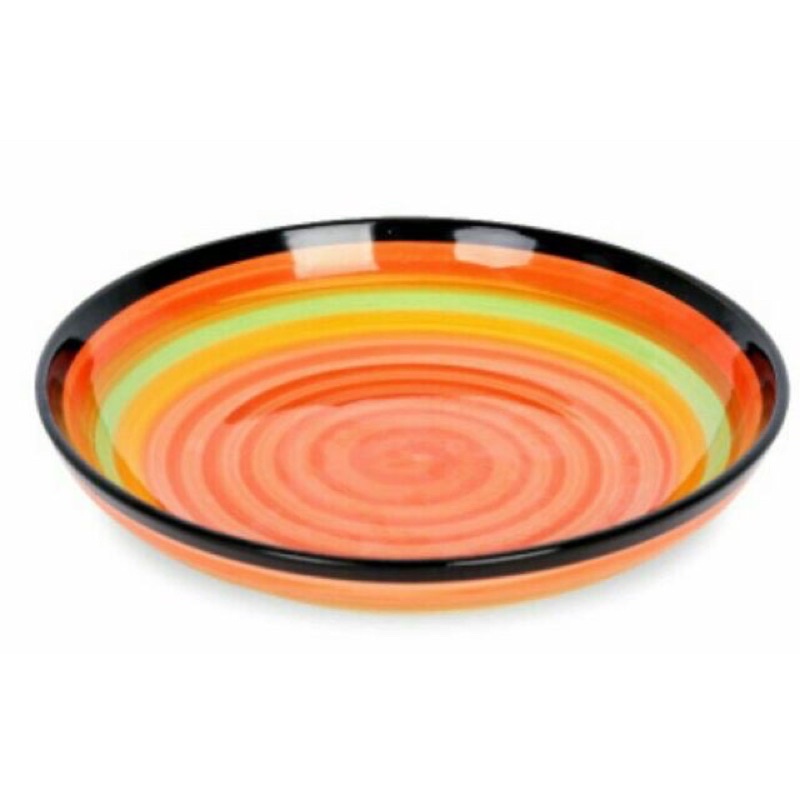 Set 2 Đĩa Sứ Sâu Lòng Hoạ Tiết Cầu Vồng 20cm - Dĩa Đựng Thức Ăn, Trái Cây - Tráng Men Cao Cấp