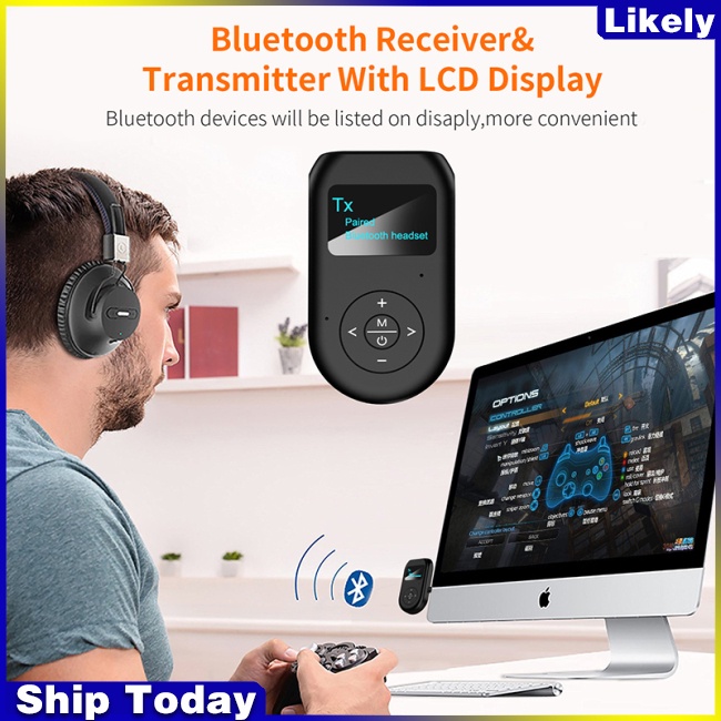 Bộ Thu Phát Tín Hiệu Âm Thanh Bluetooth 5.0 Với Màn Hình LCD Giắc Cắm 3.5mm