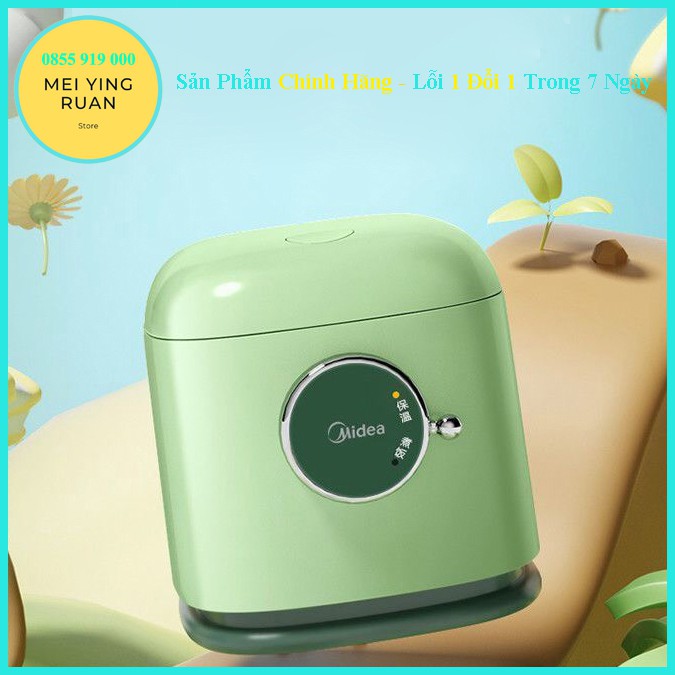 Nồi cơm điện mini nút gài MIDEA màu xanh kiểu dáng cổ điển hình chuông bảo hành 12 tháng