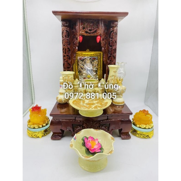 Bộ Đồ Thờ Thần Tài Gỗ Nâu