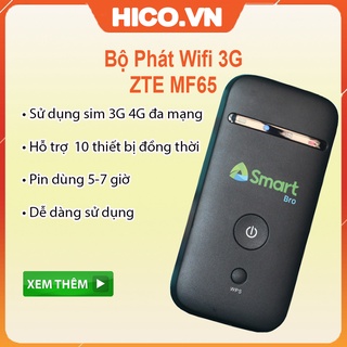 BỘ PHÁT WIFI TỪ SIM 3G ZTE MF65 SIÊU RẺ-CỰC KHỎE-LƯỚT WEB THẢ PHANH