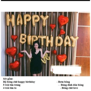 Set bóng trang trí sinh nhật lãng mạn cho người yêu kèm bóng chữ love
