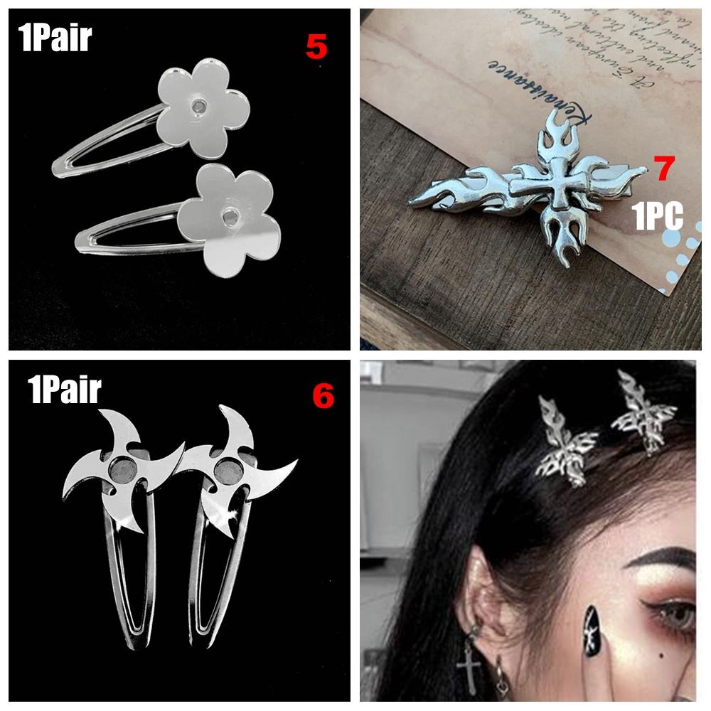 Kẹp tóc hình rồng/ mặt trời/ ngọn lửa bằng acrylic kim loại phong cách thời trang