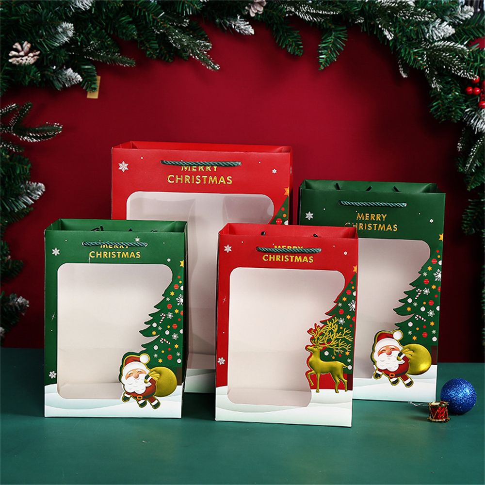 Set 1/10 Hộp Đựng Quà Tặng Trong Suốt In Họa Tiết Giáng Sinh