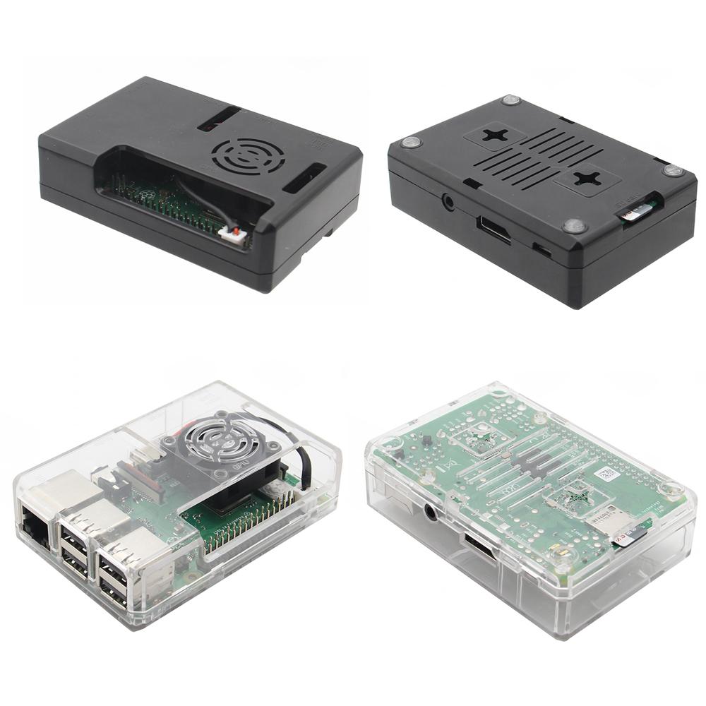 Khung vỏ nhựa abs màu đen / trong suốt kèm quạt lỗ cho raspberry pi 3 model b + / 3b