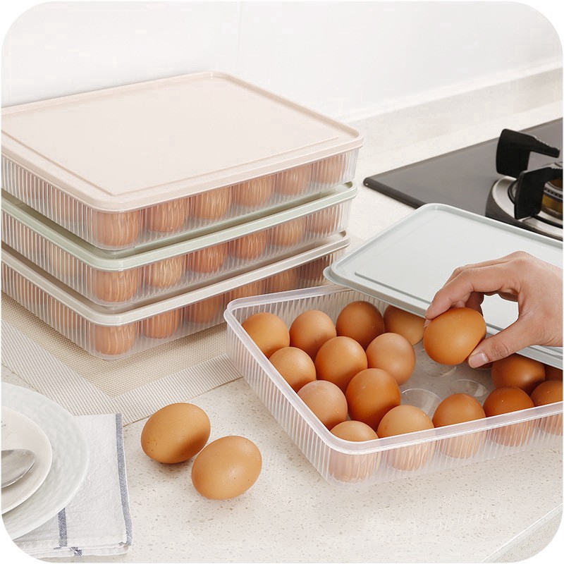 Hộp đựng trứng để tủ lạnh 24 ngăn bằng nhựa chống bụi tiện dụng