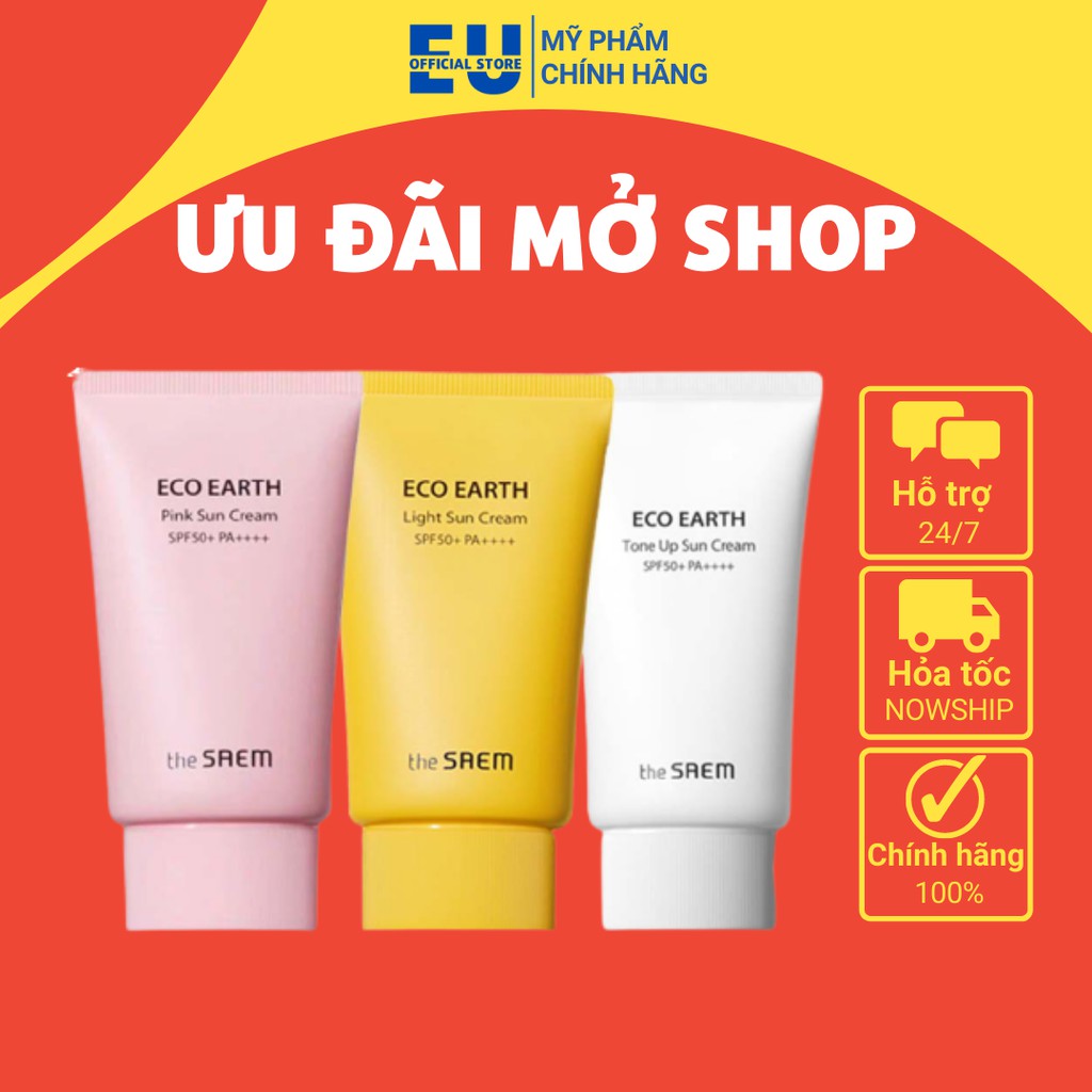 [Loại 50 ml] The SAEM Eco Earth Power Pink Sun Cream Kem Chống Nắng Hồng phiên bản mới