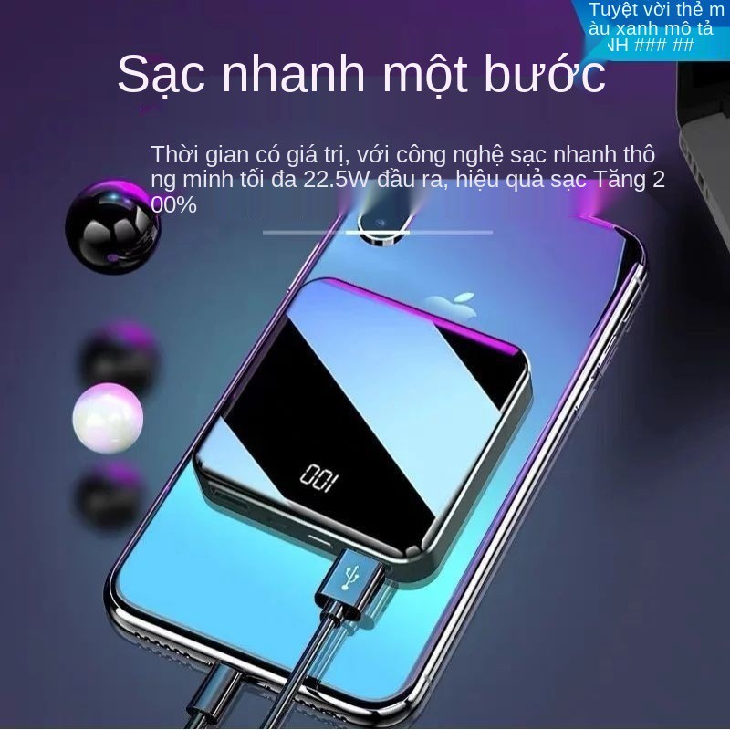 Pin sạc dự phòng nhỏ, dung lượng lớn, nhanh và bền, Apple vivo, Xiaomi, OPPO, Huawei Universal / 20000 mAh