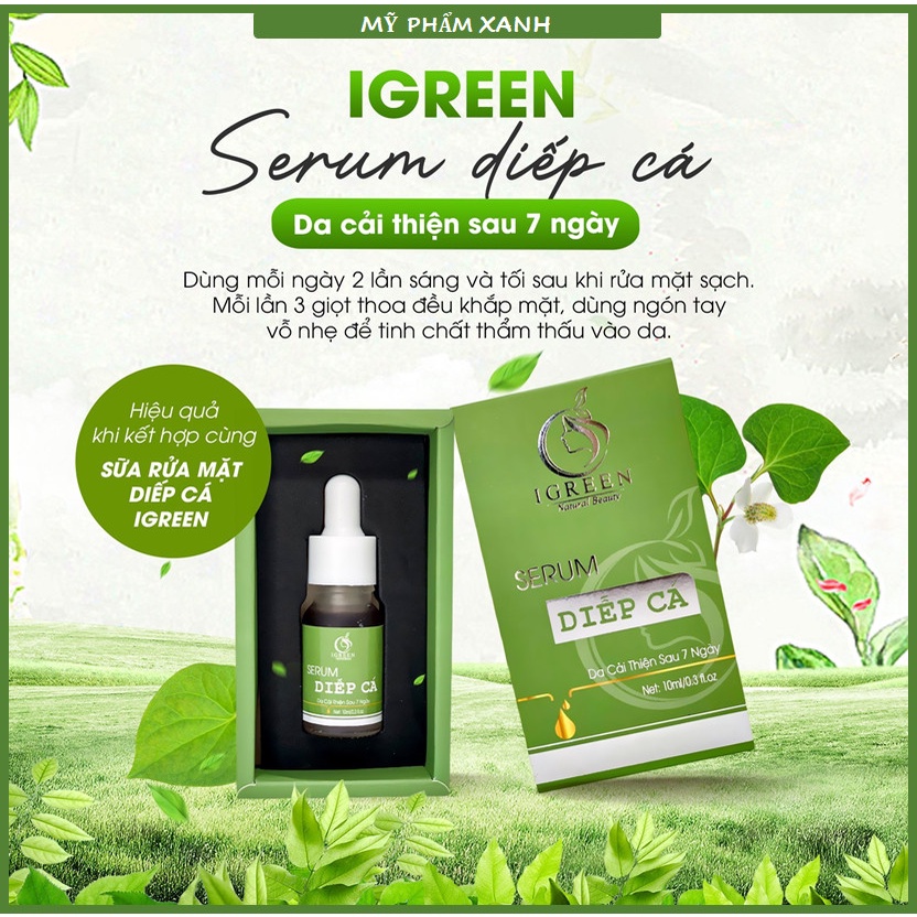 Serum diếp cá, serum diếp cá Igreen 10ml sạch mụn thâm se khít lỗ chân lông