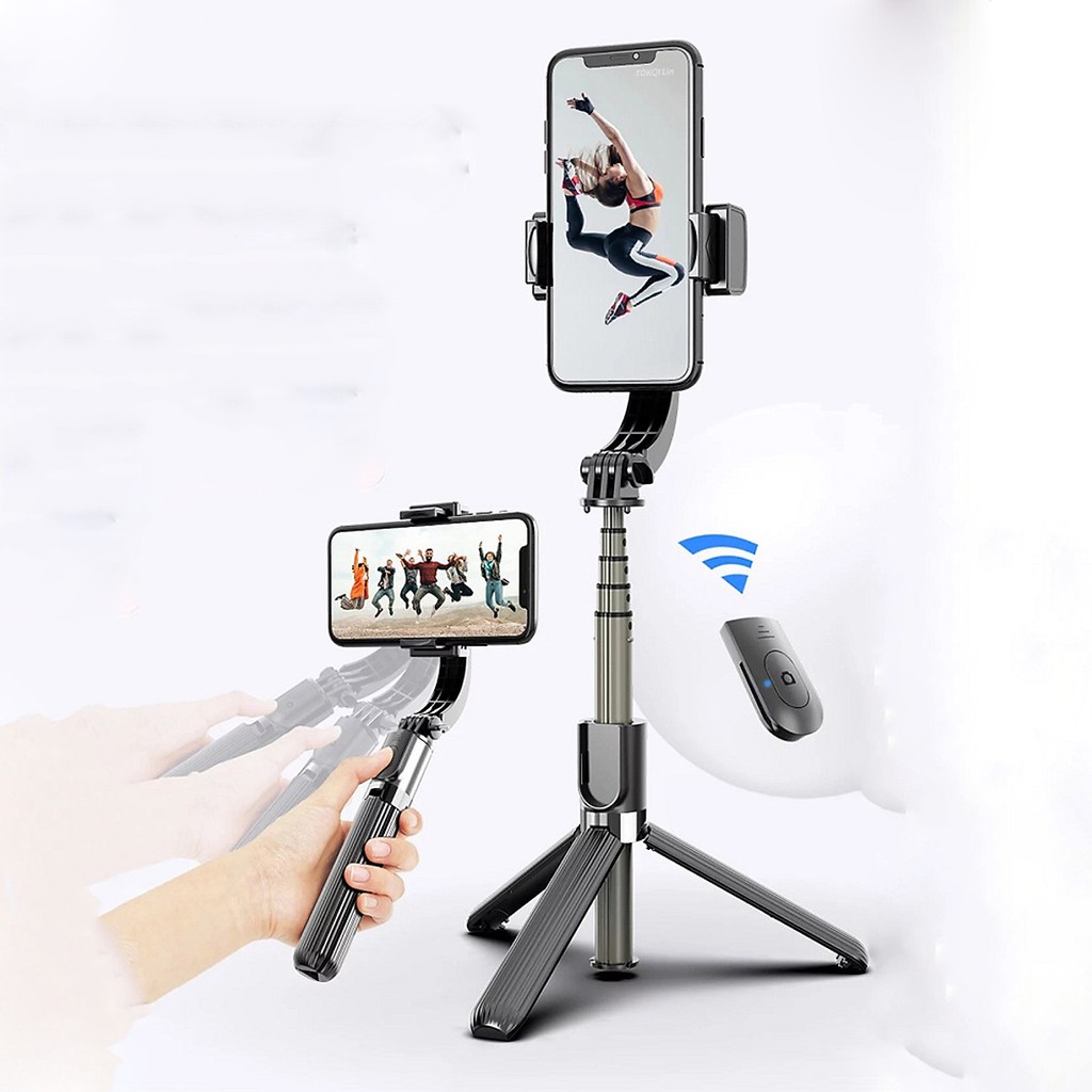 Gậy tự sướng chống rung L08 kiểu gimbal tripod dùng cho điện thoại, selfie chụp ảnh bằng remote Bluetooth 4.0