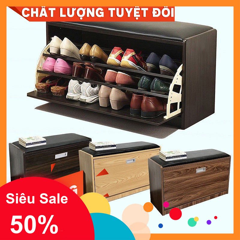 (Freeship Hà Nội)Tủ Giày Thông Minh 3 Tầng Có Ghế Ngồi Để Được Giày Cao Gót 🔸 Ngang 80cm 🔸