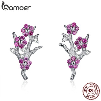 Bamoer Bông Tai bạc 925 Hình Hoa Mận Thời Trang
