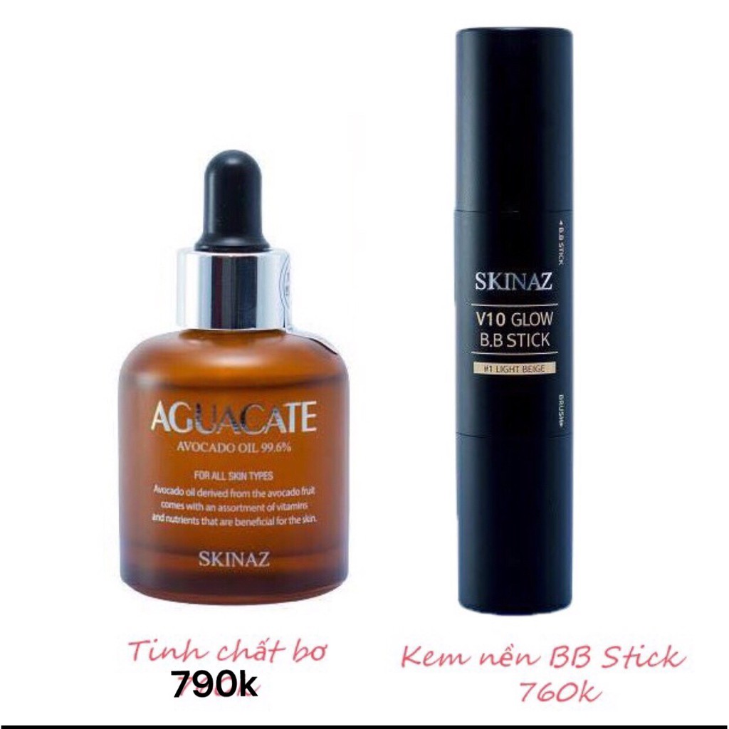 Tinh chất bơ và kem nền bbstick Skinaz Hàn Quốc - Bộ đôi sản phẩm dưỡng da và makeup