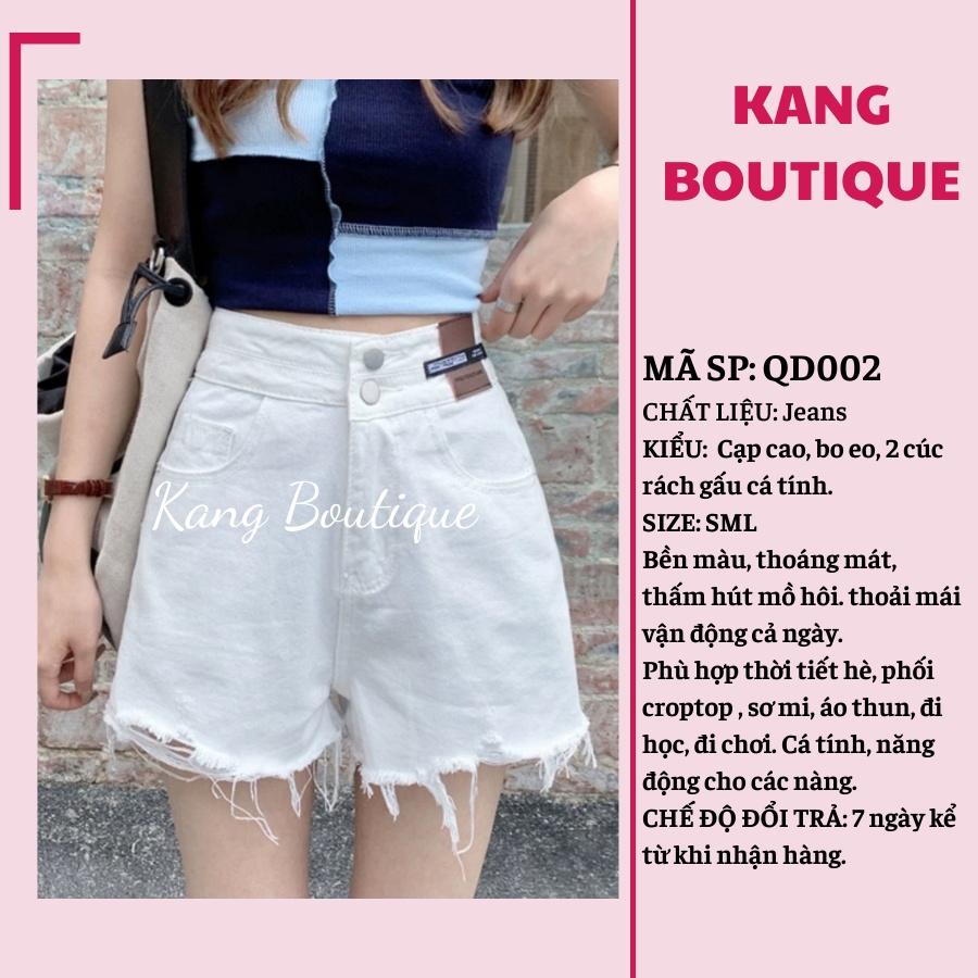 Quần short jeans nữ bigsize quần đùi ỐNG RỘNG LƯNG CAO rách gấu mặc ở nhà Kang Boutique Mã QD002 | BigBuy360 - bigbuy360.vn