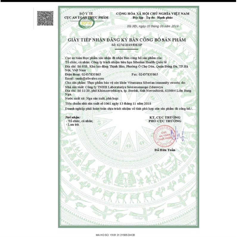 Dành cho bé - thực phẩm bảo vệ sức khỏe VitaMama Siberian immunity sweets – 400 viên