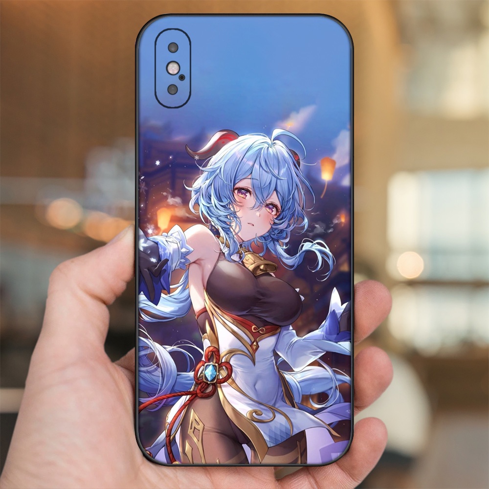 Ốp lưng iPhone X, Xs dẻo đen cạnh vuông in hình Ganyu Genshin Impact