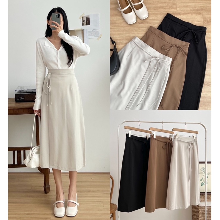 Chân váy chữ A xẻ lệch kèm dây buộc 9991_CV0092