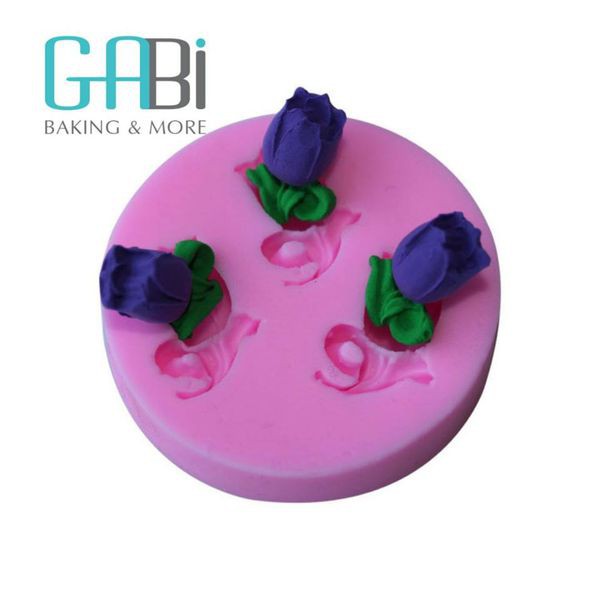 Khuôn silicon fondant 3 hoa tulip nhỏ