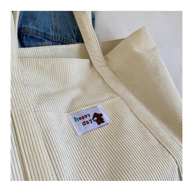 Túi Tote Đeo Chéo Đeo Vai Vải Nhung Tăm Trơn Unisex đi học đi chơi