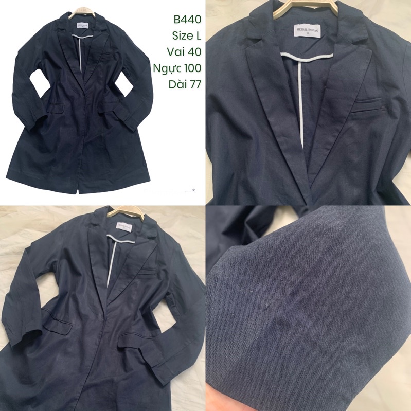 Áo khoác blazer nữ B440 form suông dài 2hand Hàn si tuyển ảnh thật