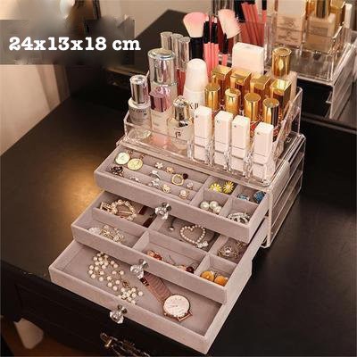 Hộp đựng trang sức mỹ phẩm nhiều ngăn, nhiều tầng làm bằng nhựa mica cao cấp