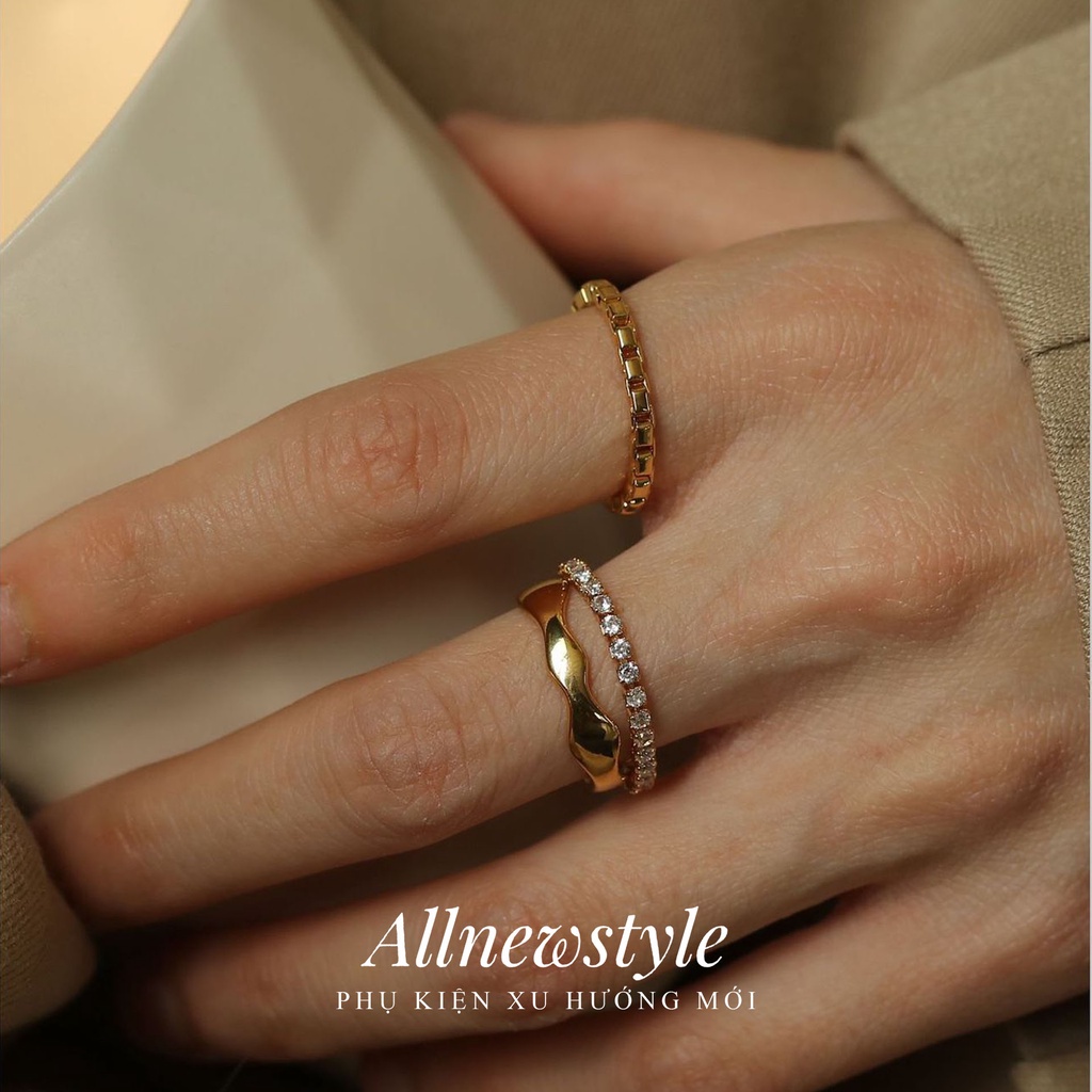 Vòng tay và nhẫn Zircon trắng Allnewstyle
