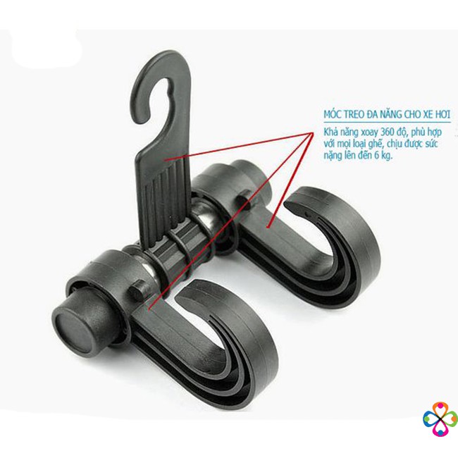 Móc treo đa năng trên ô tô có thể xoay 360 độ giúp bạn treo đồ đạc trong xe ô tô